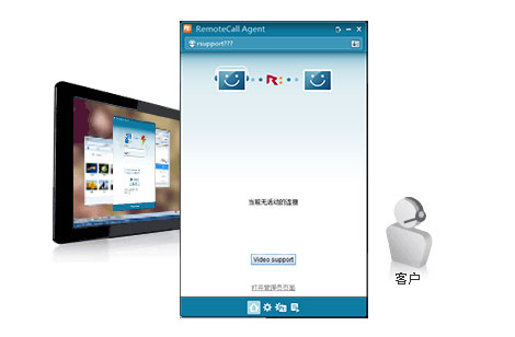 ① 安裝執行RemoteCall Agent程式,並進入服務等候狀態